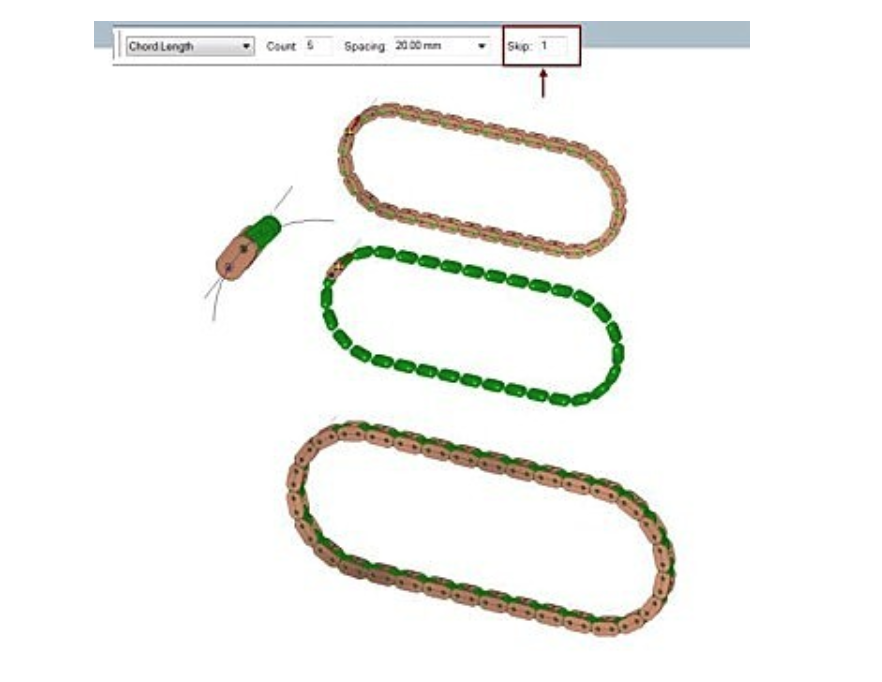 Modelowanie łańcucha za pomocą szyku wzdłuż krzywej